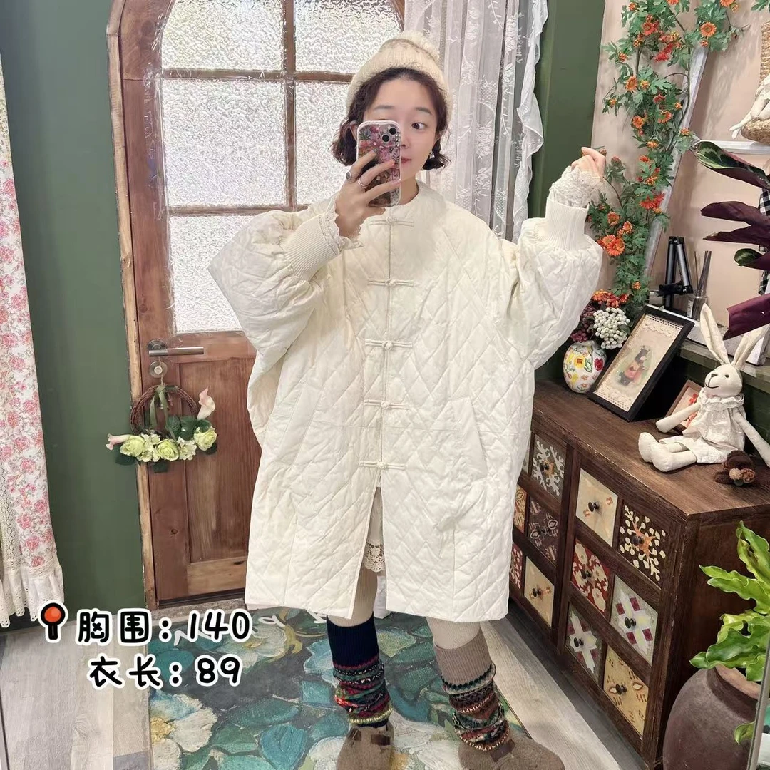 花花推荐50白鸭绒盘扣中长款羽绒服