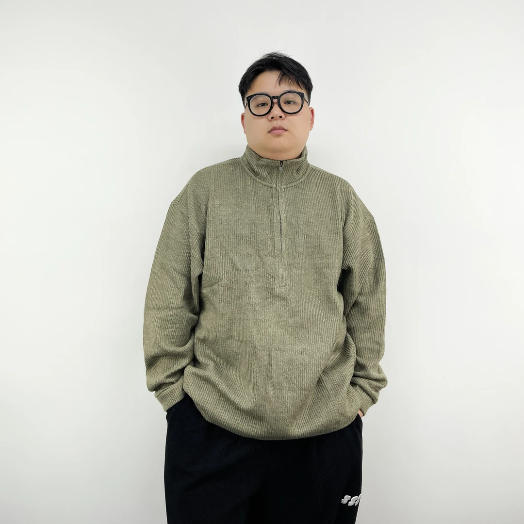 大仙仙儿2024秋冬新款男士休闲宽松大码针织拉链基础针织衫毛衣潮