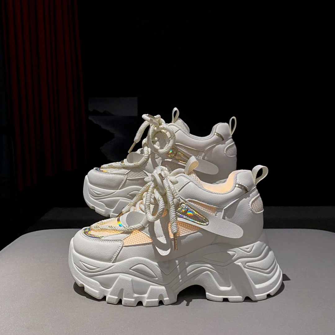 8公分老爹鞋女秋季新款小个子厚底增高透气网面运动休闲松糕鞋