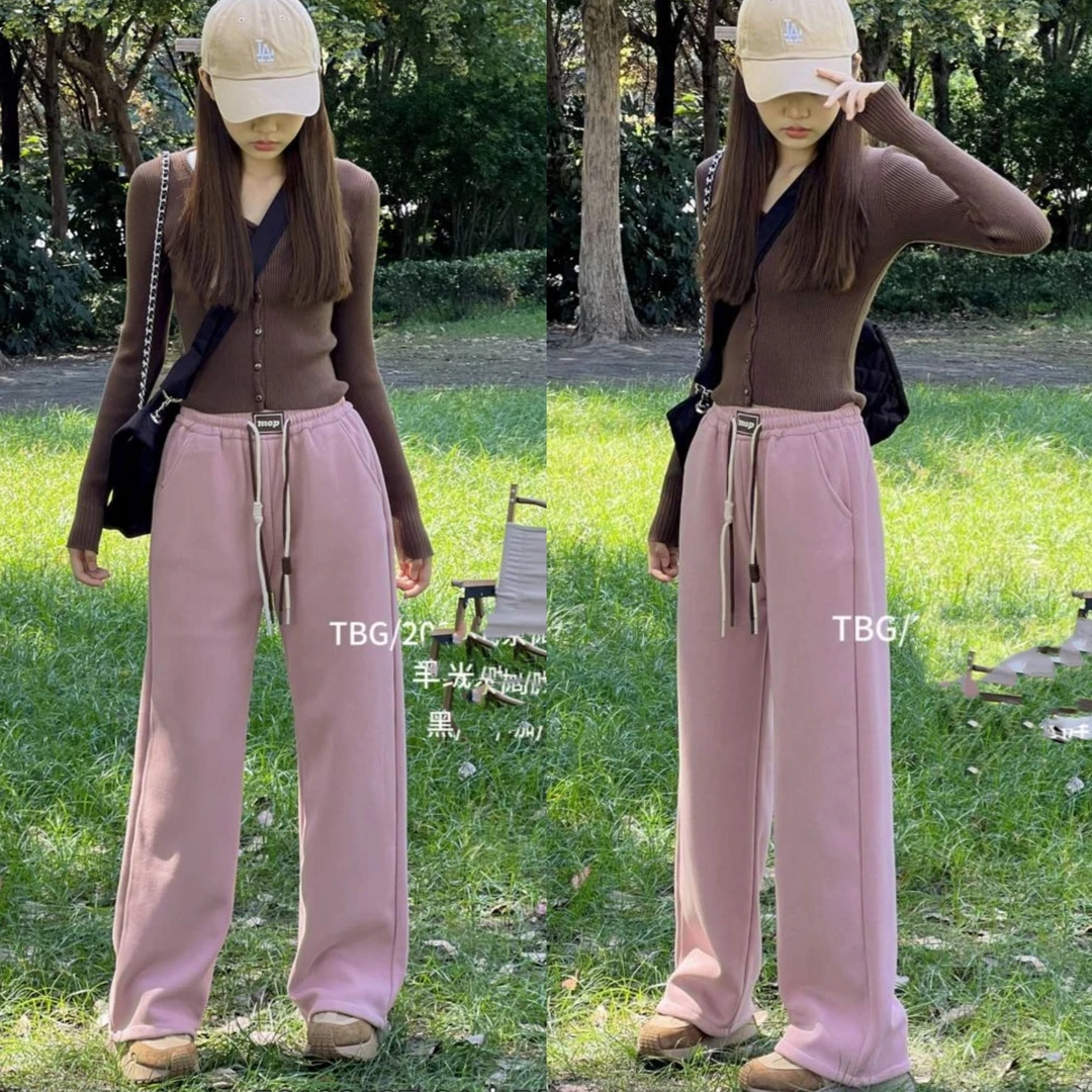 （一体绒）女童羊条绒加绒加厚直筒裤潮