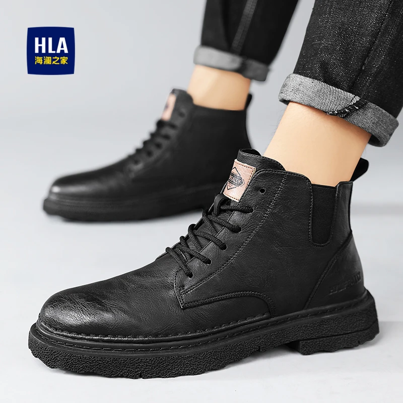 HLA/海澜之家男鞋春季时尚防滑耐磨马丁靴百搭皮鞋男经典马丁靴
