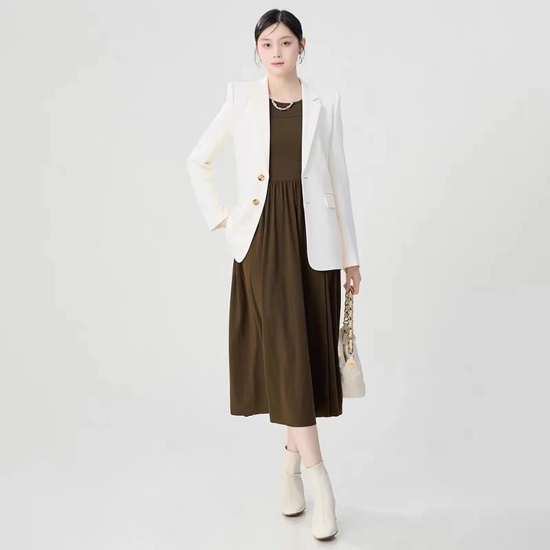 AMASS阿玛施 经典通勤简约招牌面料中长款西装5400999