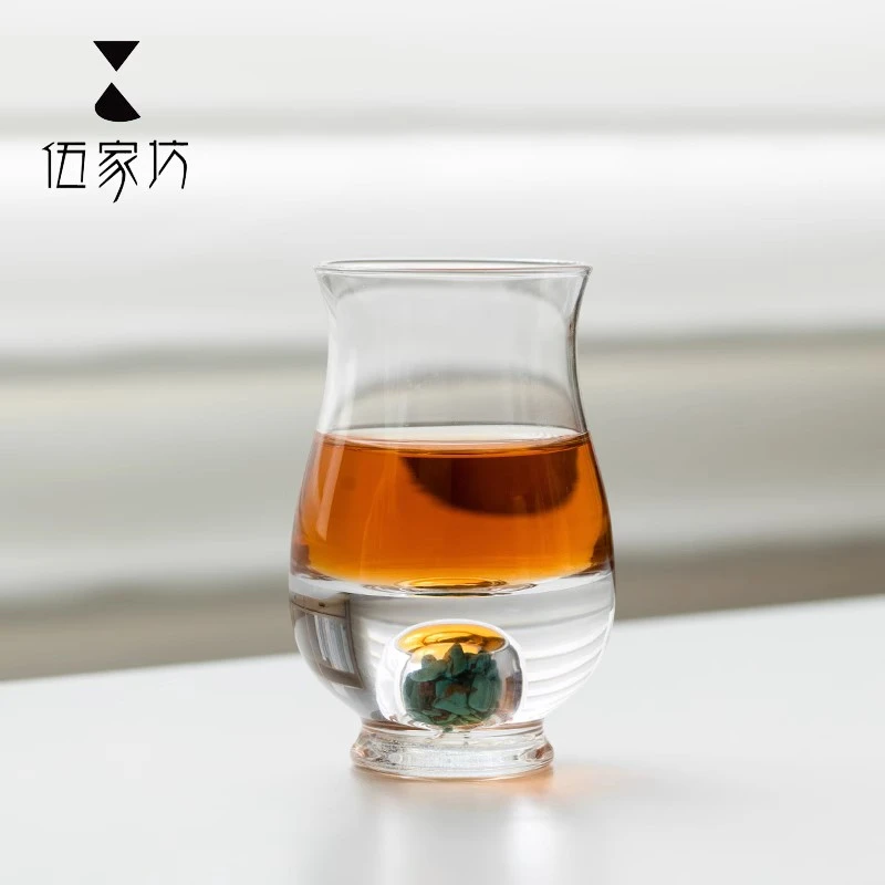 郁金香闻香绿松主人杯透明创意耐热防爆茶杯无铅水晶玻璃家用酒杯