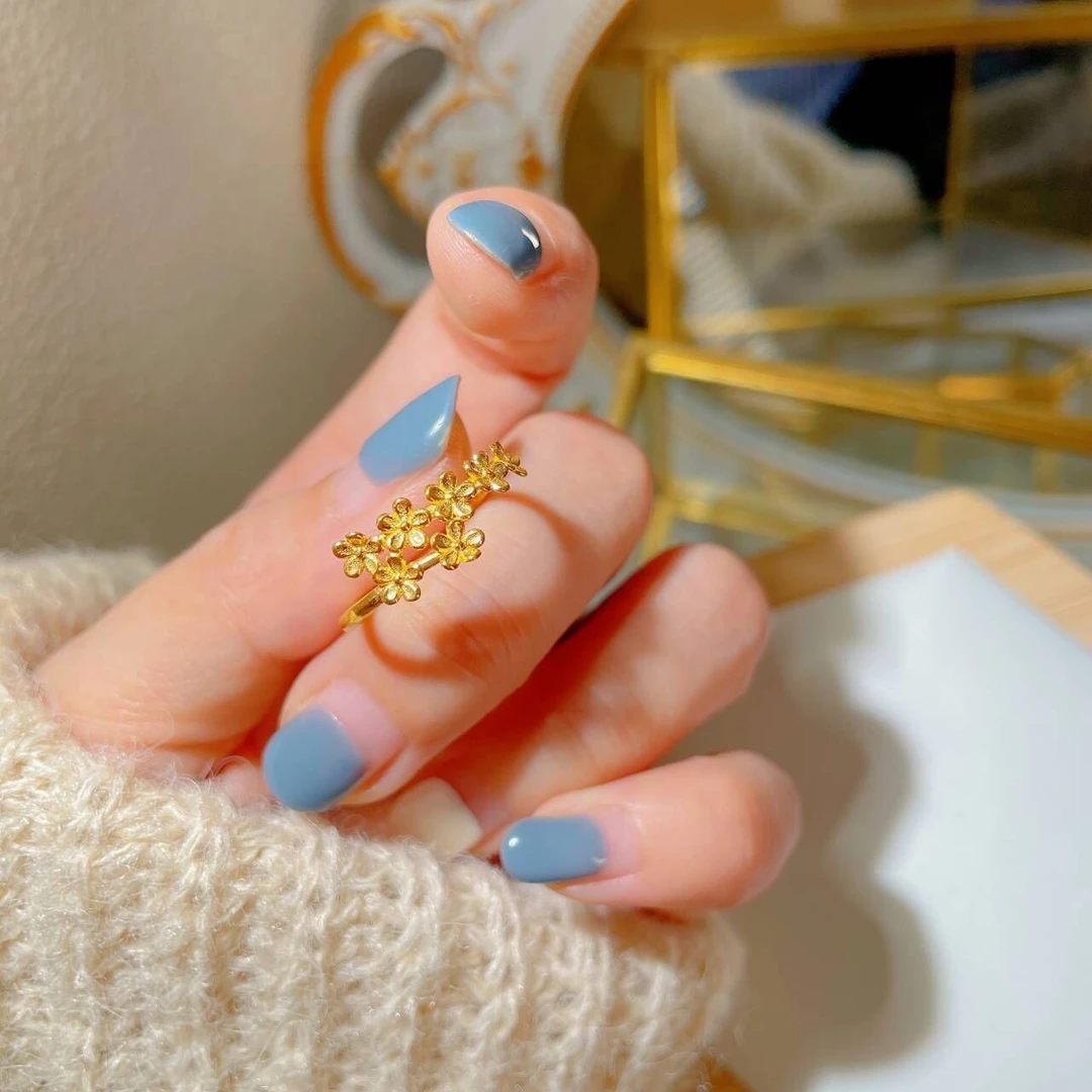 欧颜黄金桂花戒指女2024新款999足金小众设计开口戒子指环送女友