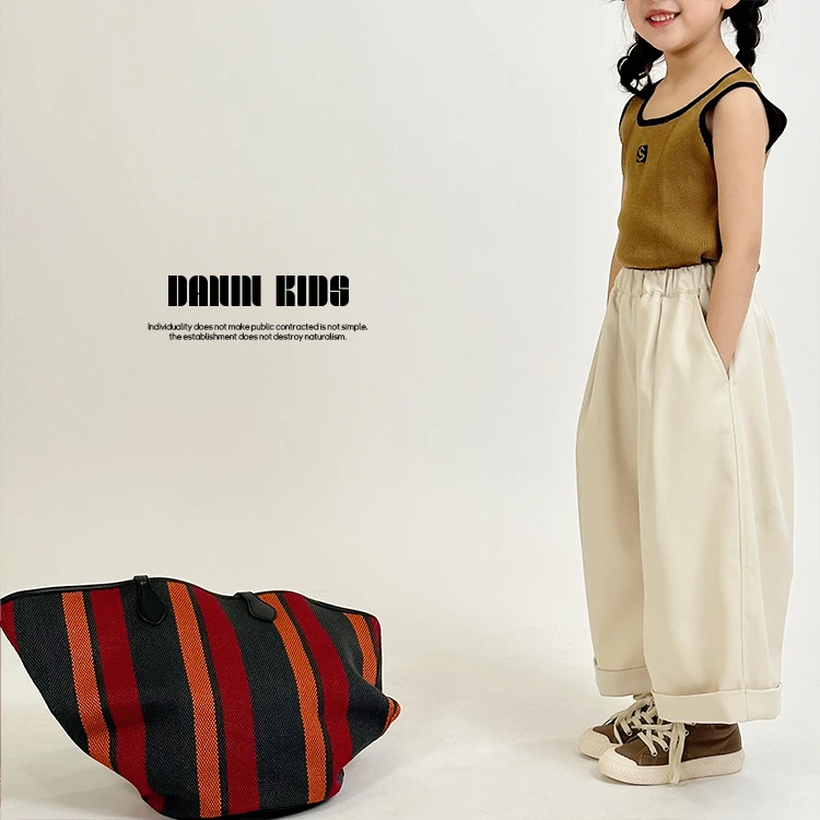 【嗒囜】儿童韩版洋气宽松阔腿裤中大童新款休闲裤长裤230952