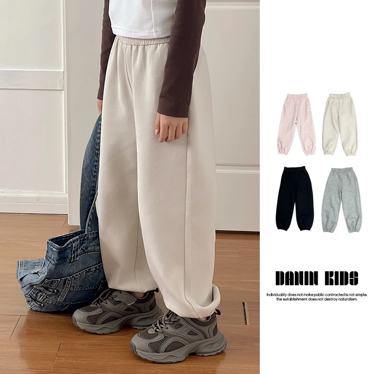 【嗒囜】241512女童春秋季宽松时尚长裤儿童松紧腰束脚裤运动休闲