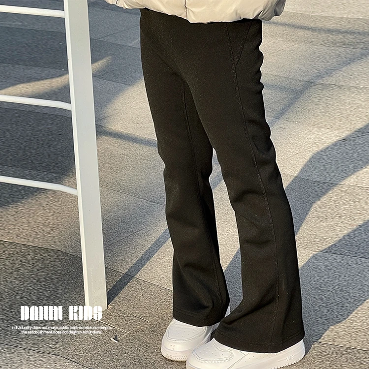 【嗒囜】239077 女童韩版时尚修身加绒喇叭裤儿童洋气亲子小黑裤