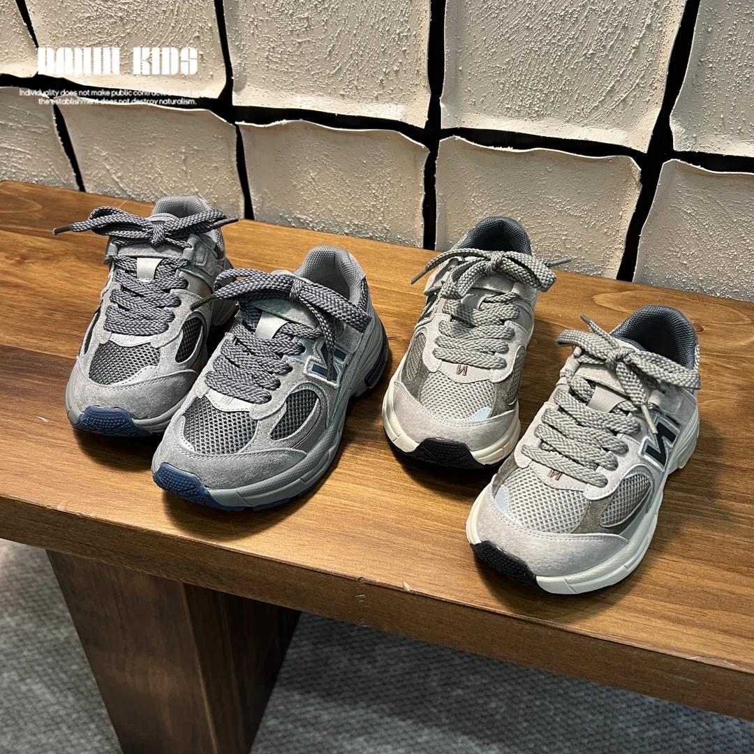 【嗒囜】23DN80188 儿童休闲反毛皮运动鞋中大童时尚透气网面软底鞋