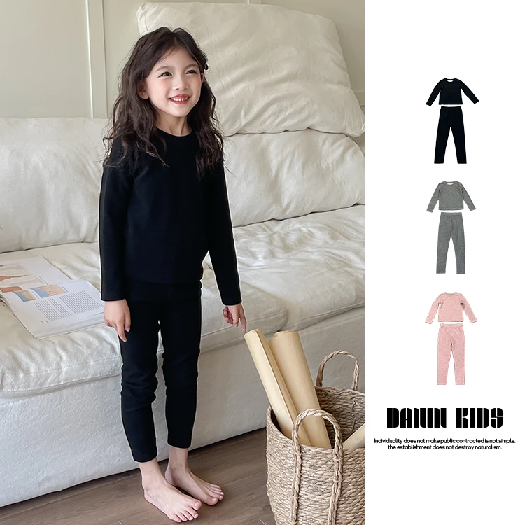 【嗒囜】237315 儿童秋冬保暖衣家居服套装薄绒打底衫打底裤两件套