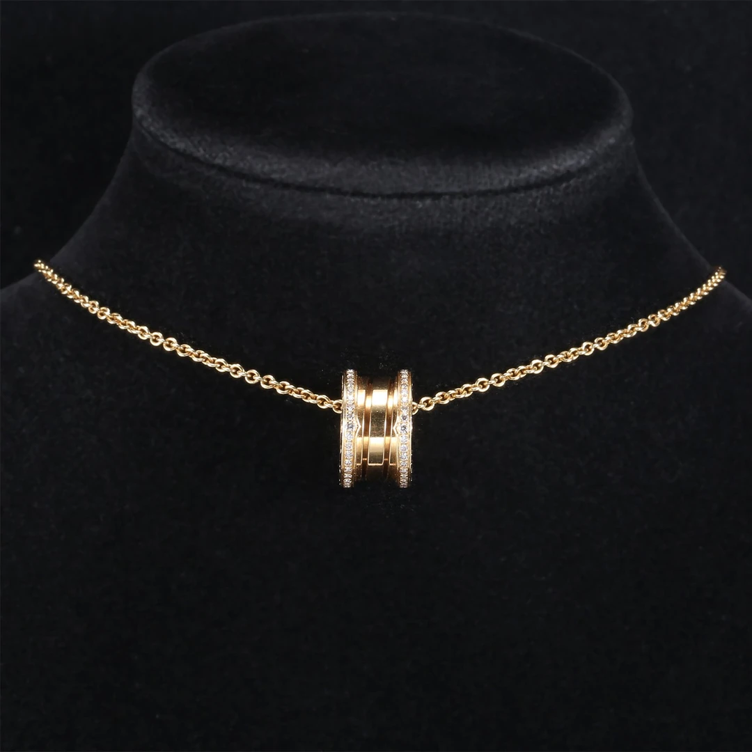 99新 BVLGARI/宝格丽 久久 B.ZERO1 弹簧 项链 18K黄金拼钻石