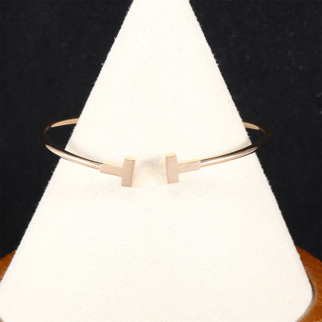 99新 Tiffany & Co./蒂芙尼 久久 线圈手镯 中号 窄版 18K玫瑰金