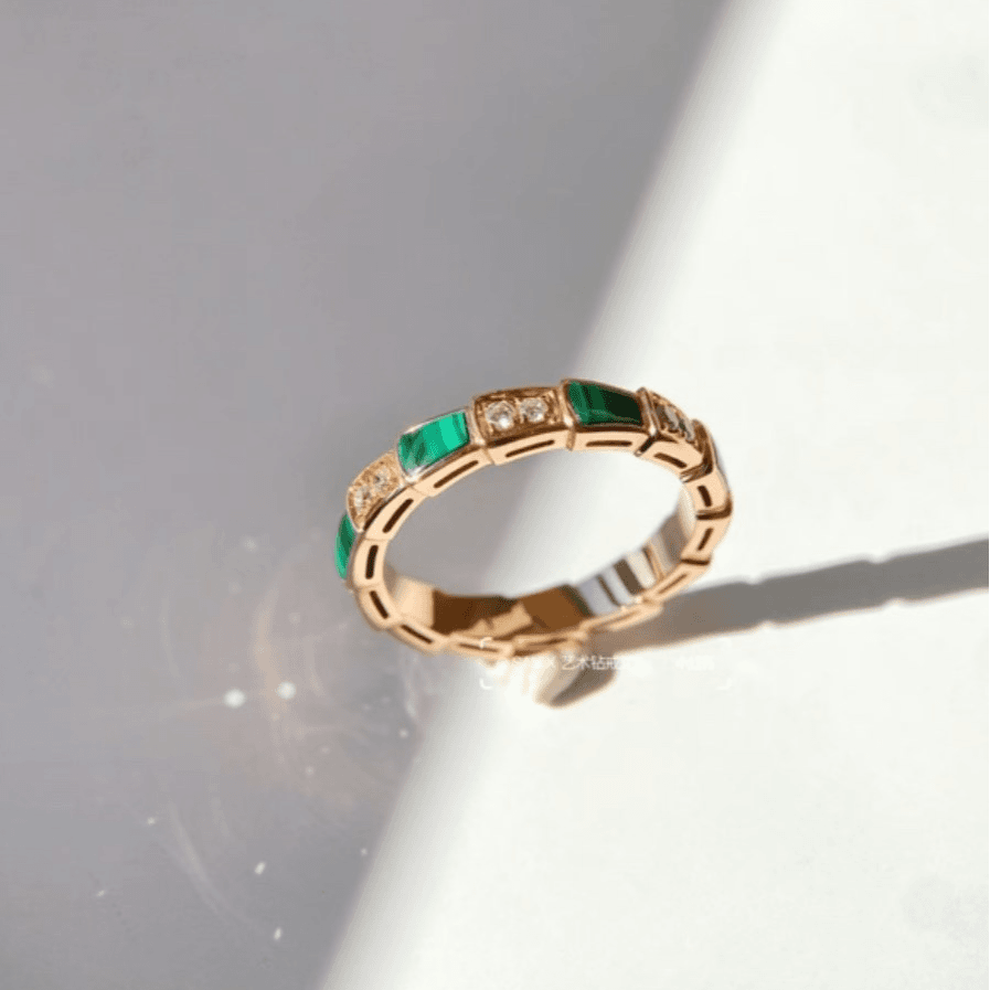 99新 BVLGARI/宝格丽 久久 单排钻 间翡翠 18K玫瑰金 55