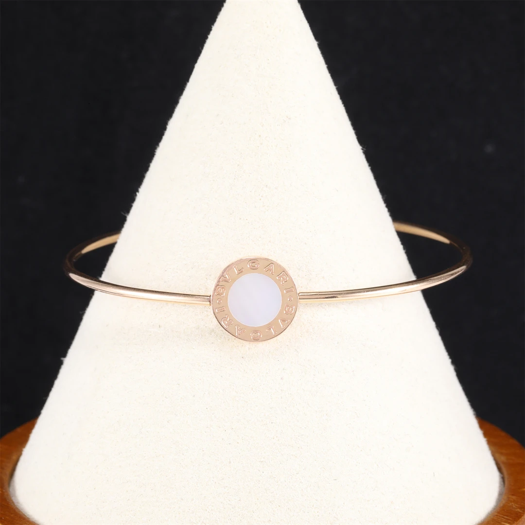 99新 BVLGARI/宝格丽 久久 宝格丽 白贝母 圆饼手镯 18K黄金 M