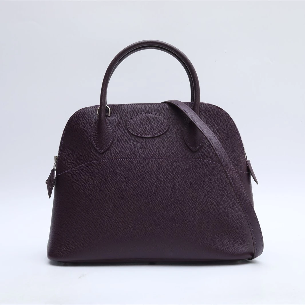 99新 Hermes/爱马仕 小花双双 758558 保龄球包 31 葡萄紫 框J