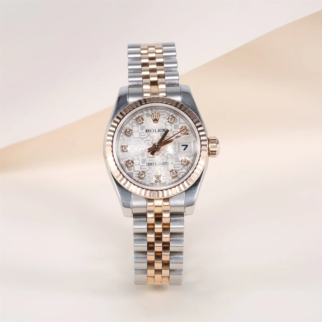 99新 Rolex/劳力士 久久女装日志型179171银纪念纹镶钻腕表-26MM