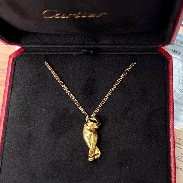 99新 Cartier/卡地亚 久久 豹子 双链 黄金豹子头项链 18K黄金