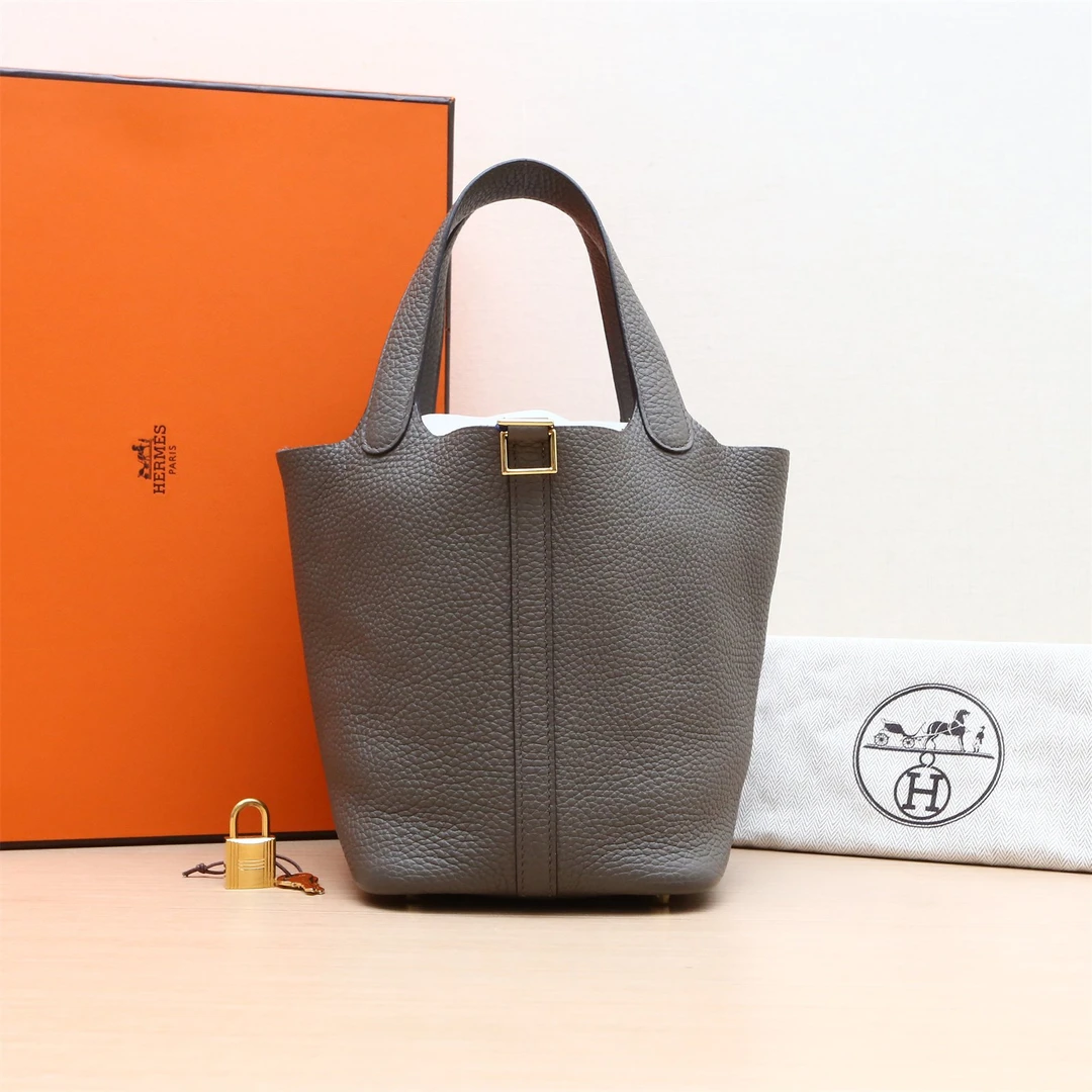 99新 Hermes/爱马仕 小花璐璐P234758734 菜篮子18F锡器灰 Y刻