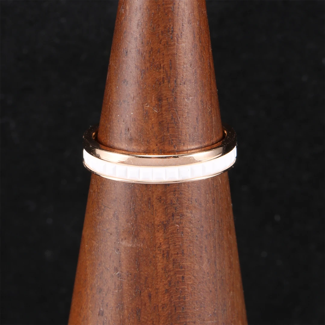 99新 Boucheron/宝诗龙 久久 2圈 窄版 White 18K玫瑰金/陶瓷 53