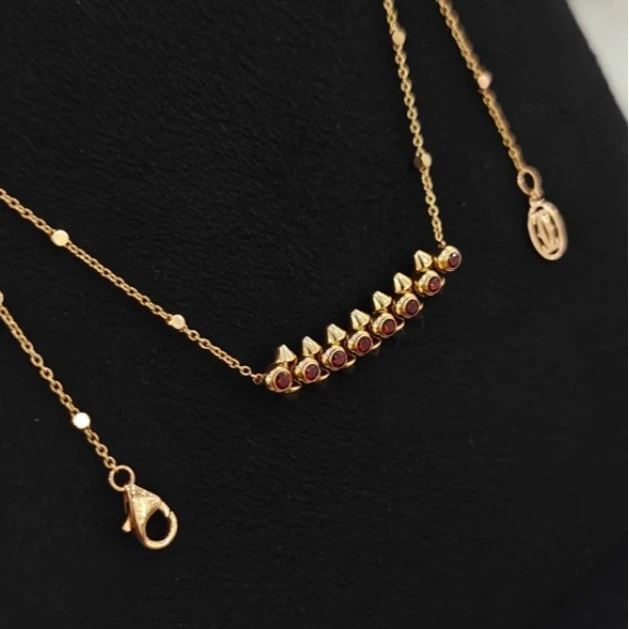 99新 Cartier/卡地亚 久久 铆钉 红钻 项链 18K玫瑰金