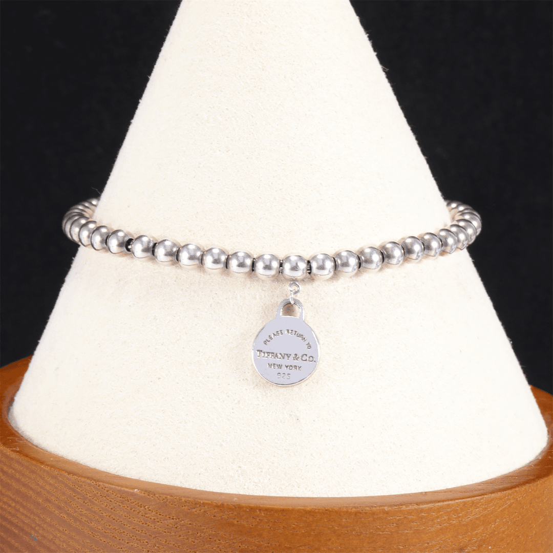 99新 Tiffany & Co./蒂芙尼 久久 Tiffany银圆牌手链 AG925 银