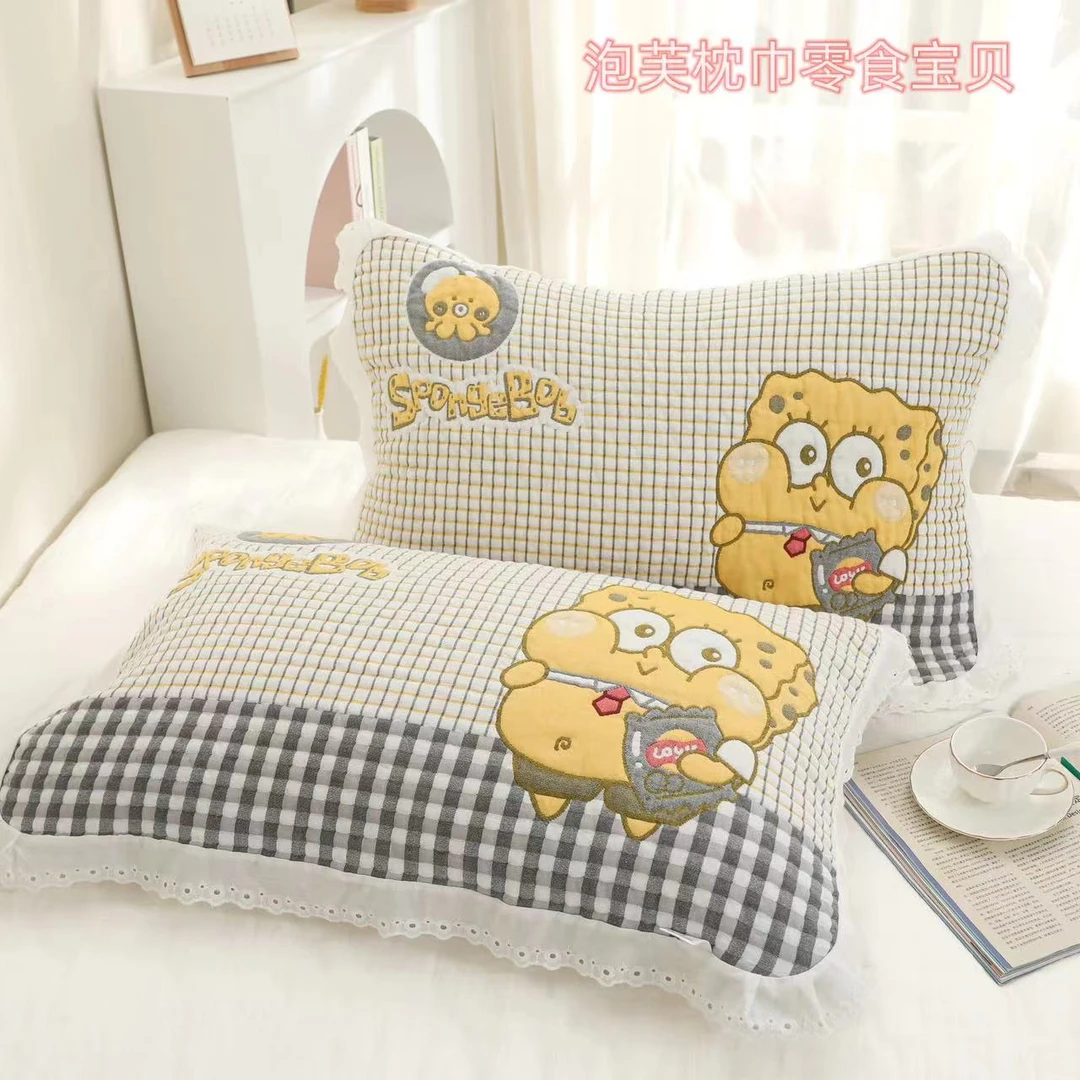 【京かわ会社】纯棉花边泡芙枕巾52*78cm零食宝贝