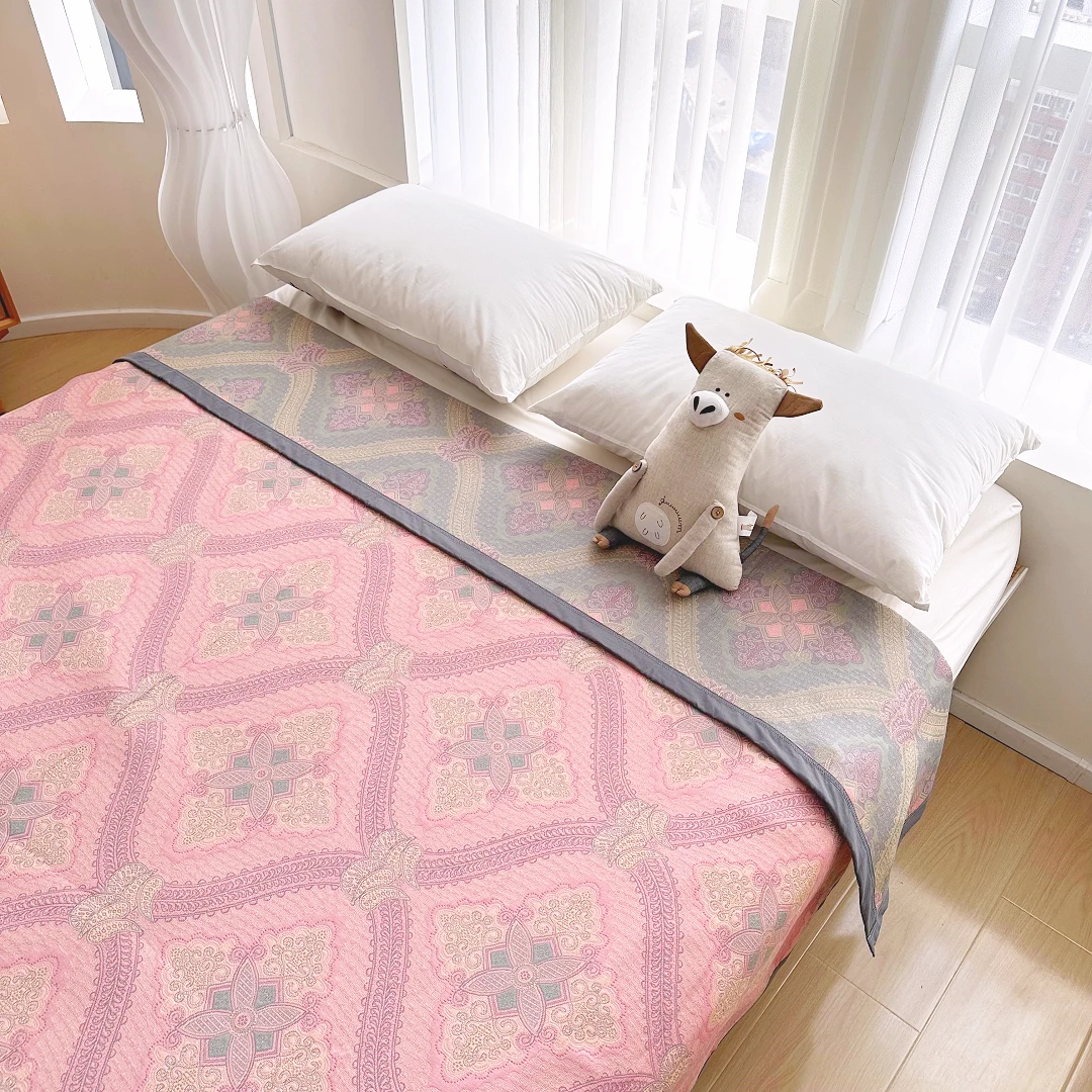 专享【京かわ会社】全棉精梳棉编织床盖 纯棉双人毯200*230cm法尔漫