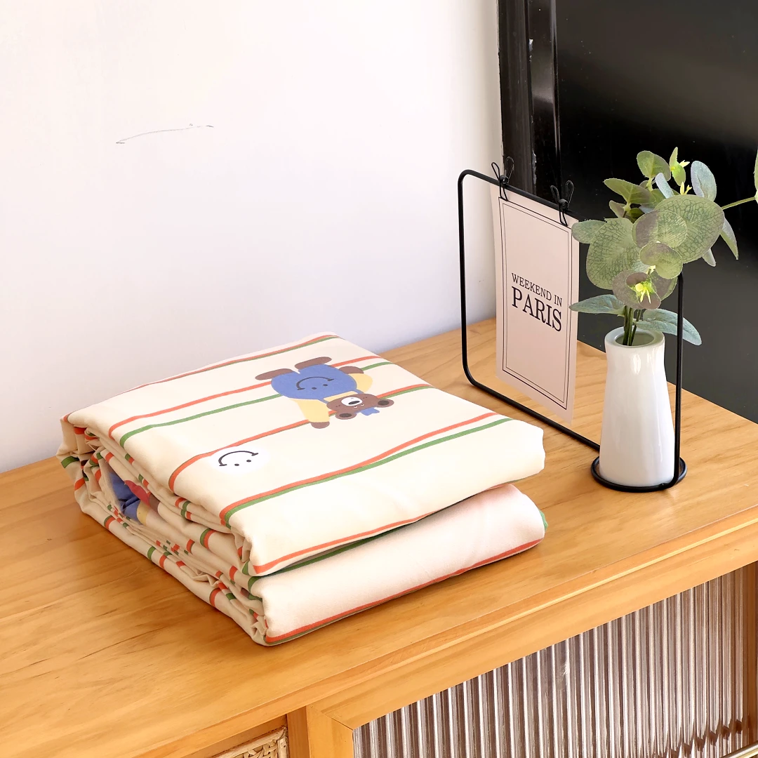 【京かわ会社】磨毛双层纱精品被罩155*205cm条纹熊