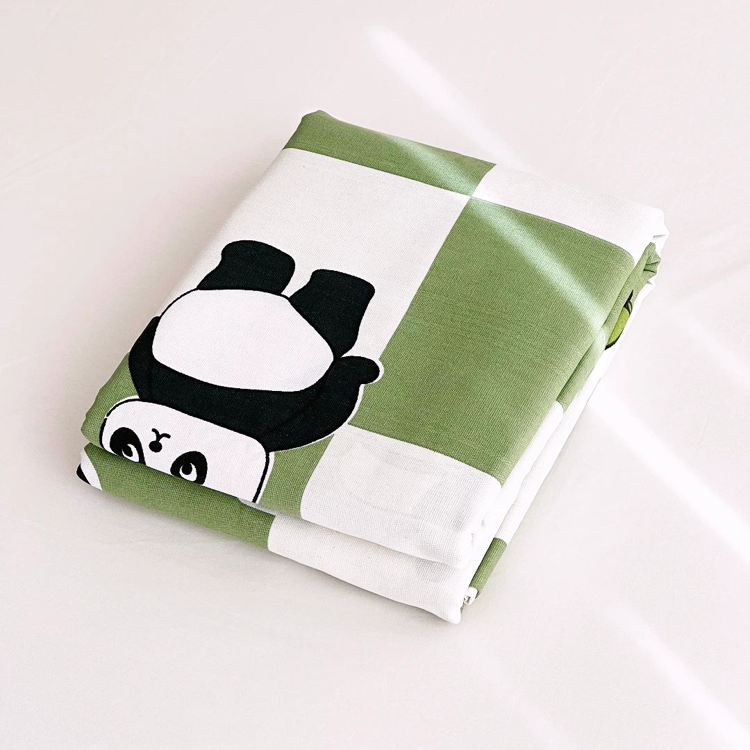 【京かわ会社】纯棉 加厚细纱粗布 双人床单 220*240cm  熊猫萌萌哒