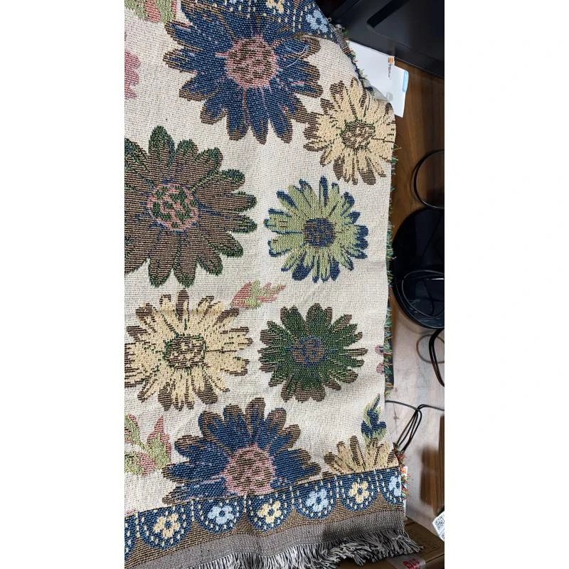 【京かわ会社】 多彩棉麻沙发毯80*180cm太阳花