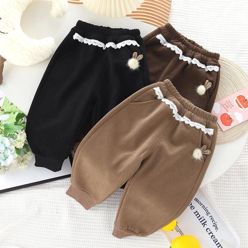 加绒女童裤长裤外穿加厚洋气裤子