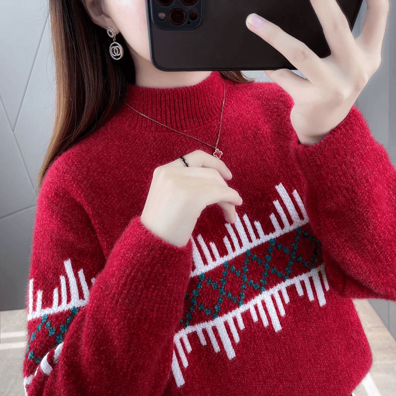 仿水貂绒毛衣女士2023新款宽松针织特厚一体绒毛衣百搭打底衫