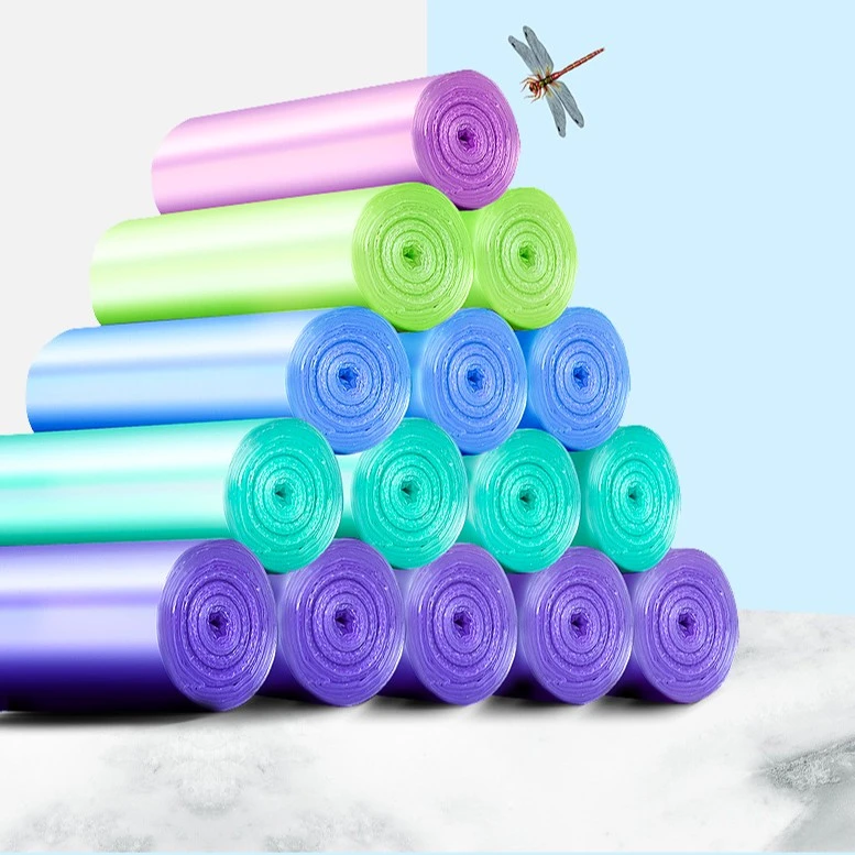 【20只装】彩色连卷垃圾袋家用酒店商用宿舍用加厚中号平口塑料袋