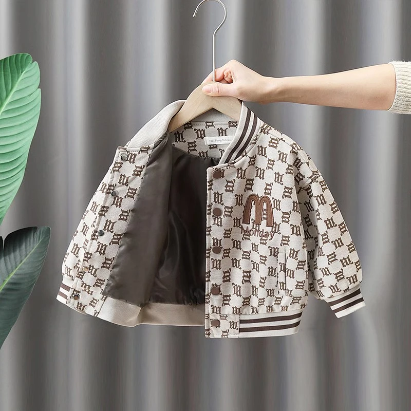 儿童春装外套2025新款春秋潮男童时髦夹克宝宝炸街棒球服小孩潮