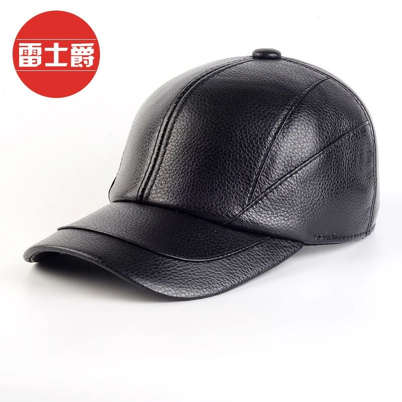 秋冬季新款中老年男士真皮帽子爸爸棒球帽羊皮休闲老人保暖鸭舌帽