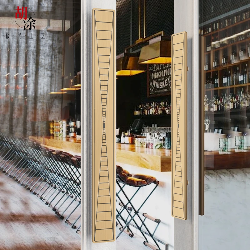 胡涂高档中式门拉手仿古包厢实木门把手时空隧道线条工艺定制拉手