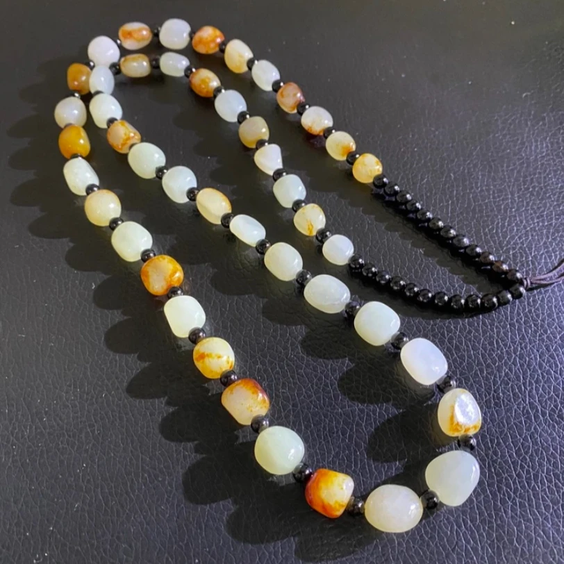 新疆和田玉红皮原石项链多样性发货时尚百搭编织玉坠链