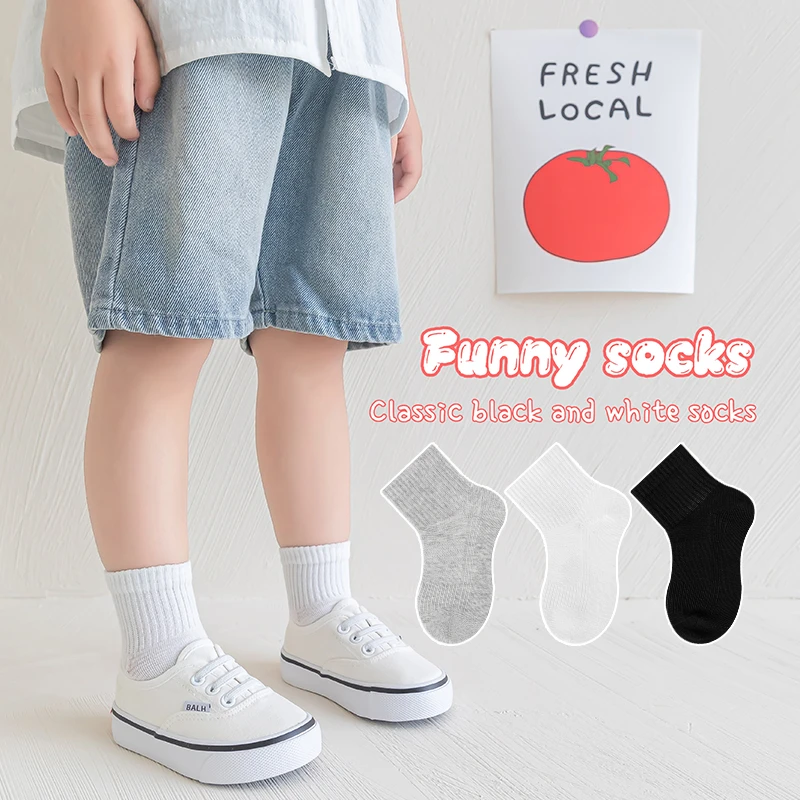 7A抗菌儿童白色袜子夏季薄款男童短袜运动棉防臭春秋女童学生袜