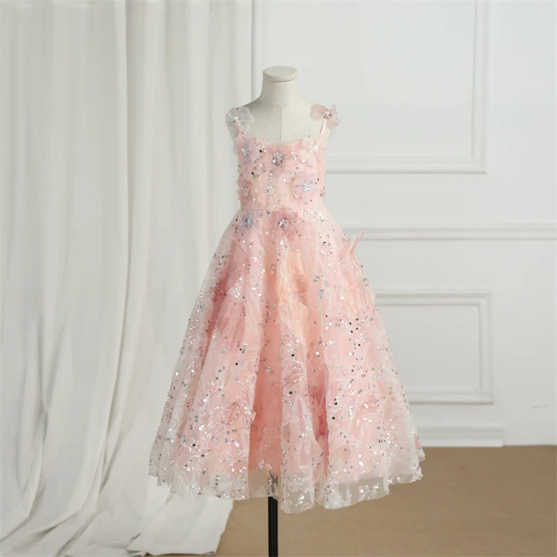 朵拉说儿童礼服公主裙女童生日花童婚纱粉色主持人钢琴舞台走秀服