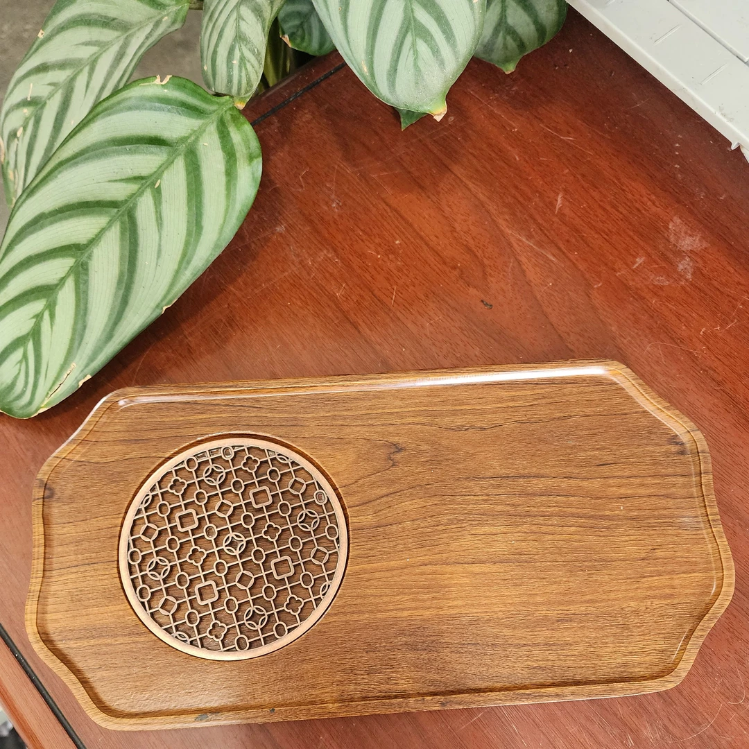 棕色干泡台茶盘手工轻奢复古家用创意简约两用手工干泡盘木茶台