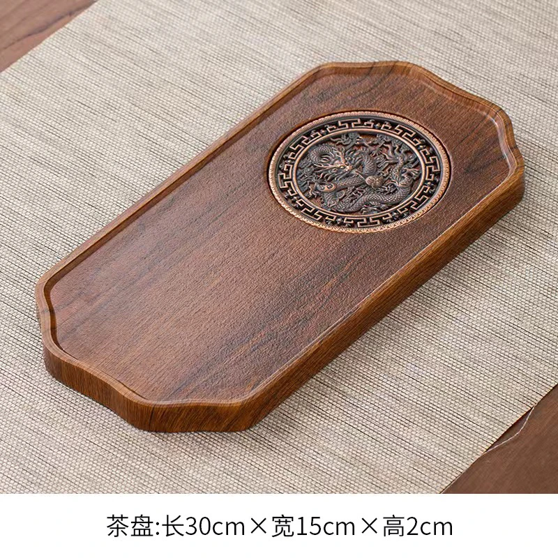 棕色祥龙忘川干泡盘家用简约小型日式方形竹制茶托盘竹茶盘家用