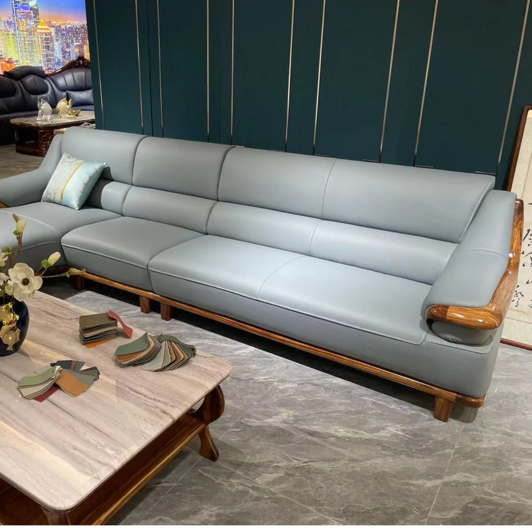 【大为严选】乌金木真皮沙发简约轻奢北欧客厅时尚新中式