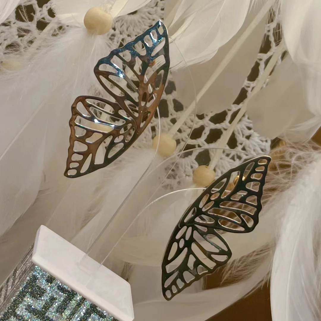 钛钢耳饰 素款甜美时尚小众耳钉仙气优雅ins蝴蝶式耳钉气质超仙