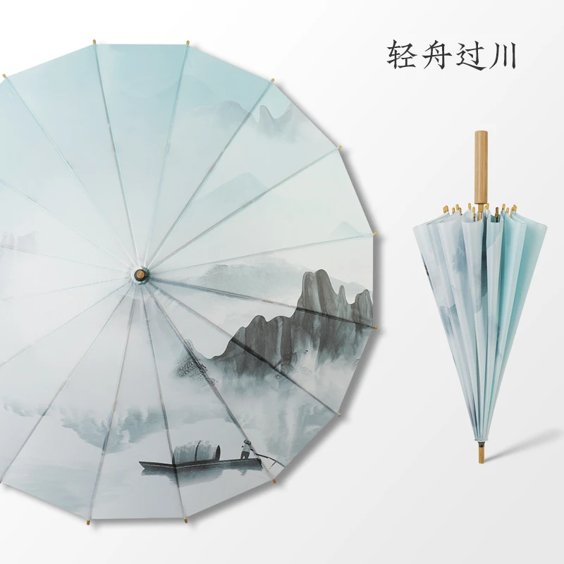 简约16骨双人复古风大号小清新晴雨伞小众校园学生长柄拍照氛围感