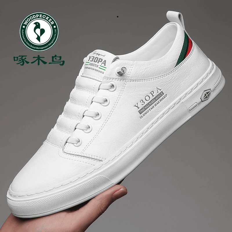 皮鞋啄木鸟男鞋春季新款软底板鞋男韩版潮流百搭休闲皮时尚夏季