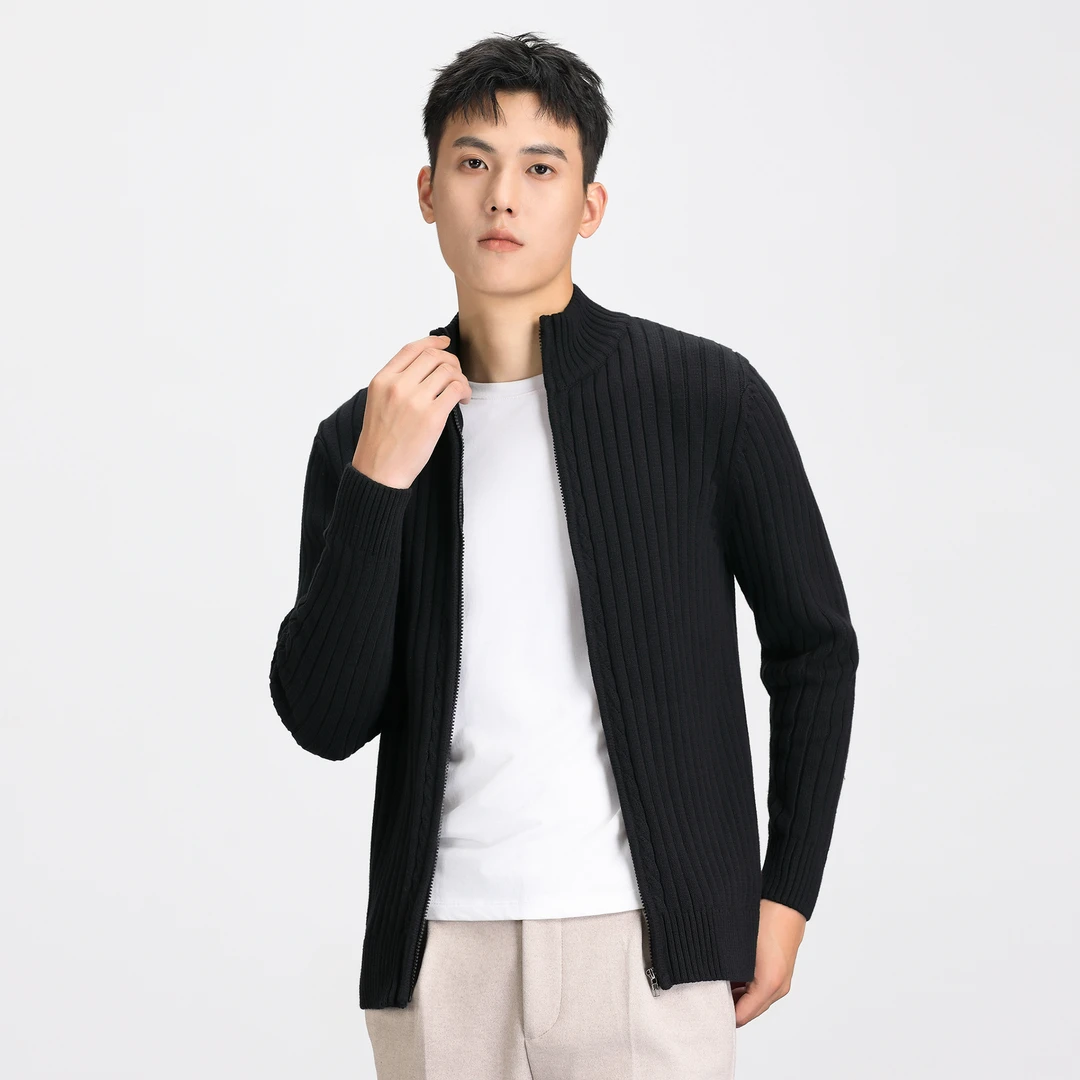 高档男士毛衣拉链开衫男款春秋2024新款纯棉夹克针织衫男外套冬季