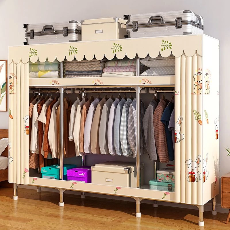 新疆包邮合金接头简易衣柜结实耐用出租屋全钢管衣柜家用卧室衣橱