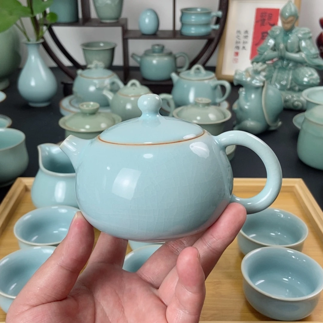 薛*精品天青釉西施壶套装
