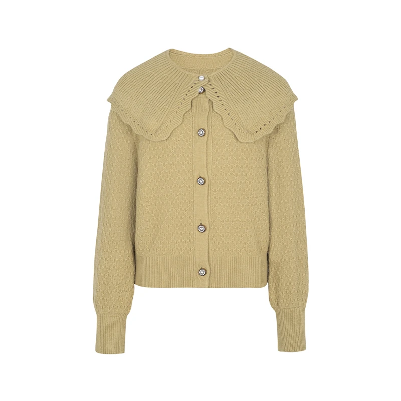 设计师女装2024冬季新款毛衫时尚气质娃娃领百搭毛针织衫34422