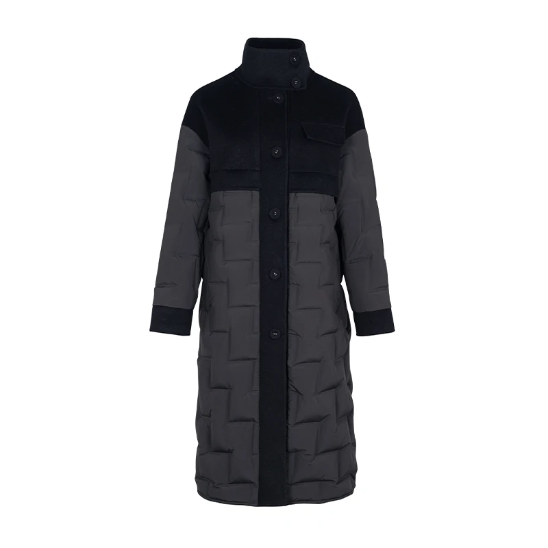 设计师女装2024冬季新款羽绒服时尚撞色高级长款保暖羽绒服34836