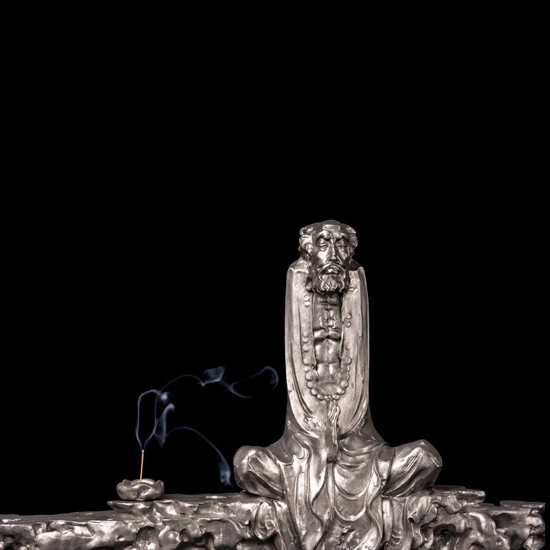 菩提祖师达摩手工不锈钢摆件摆设高档玄关雕刻中式创意家用禅意